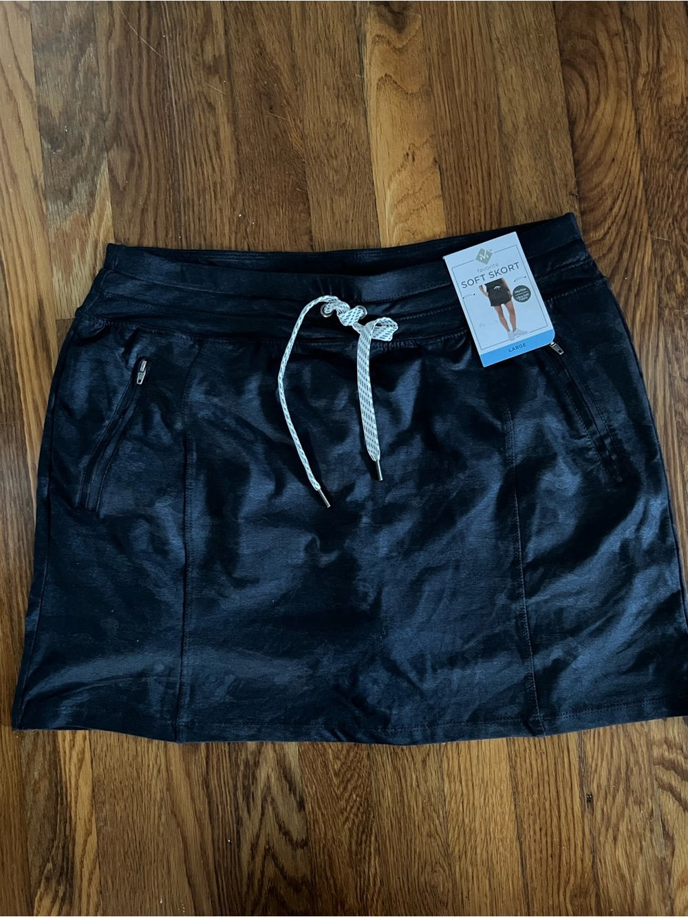 SoftSkort Women's Black & Grey Subtle Camo Skort with Drawstring Waist